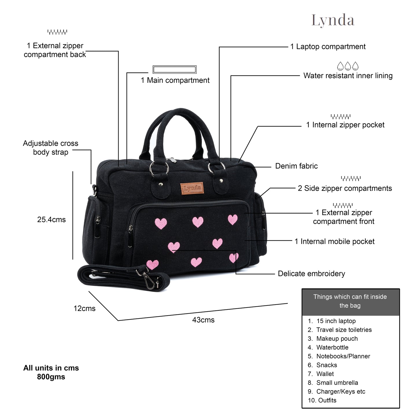 Sweetheart duffle bag - Black - LARGE