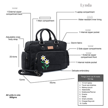 Daisy twinkle duffle bag - Black- LARGE