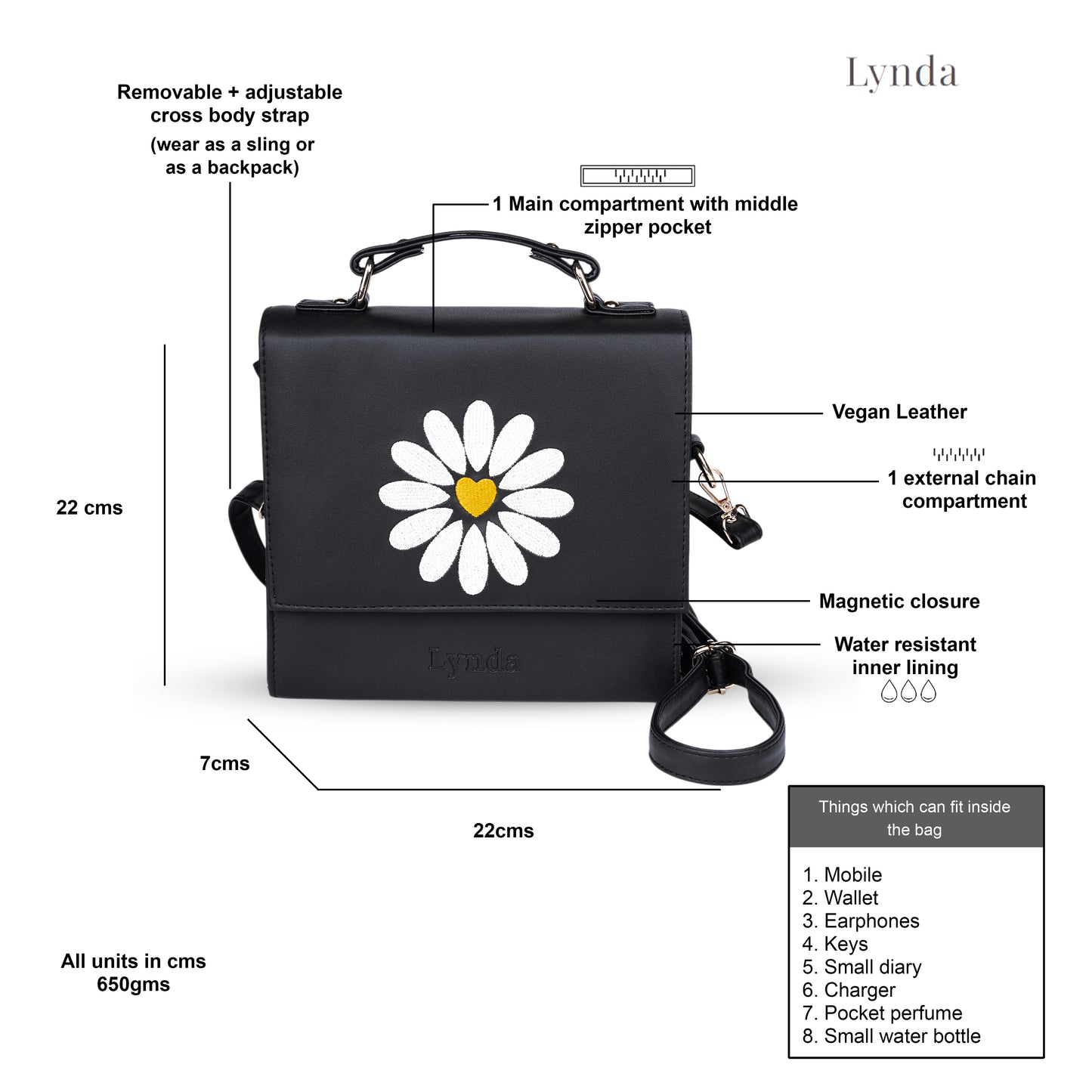 Sunnyside embroidery backpack/sling bag