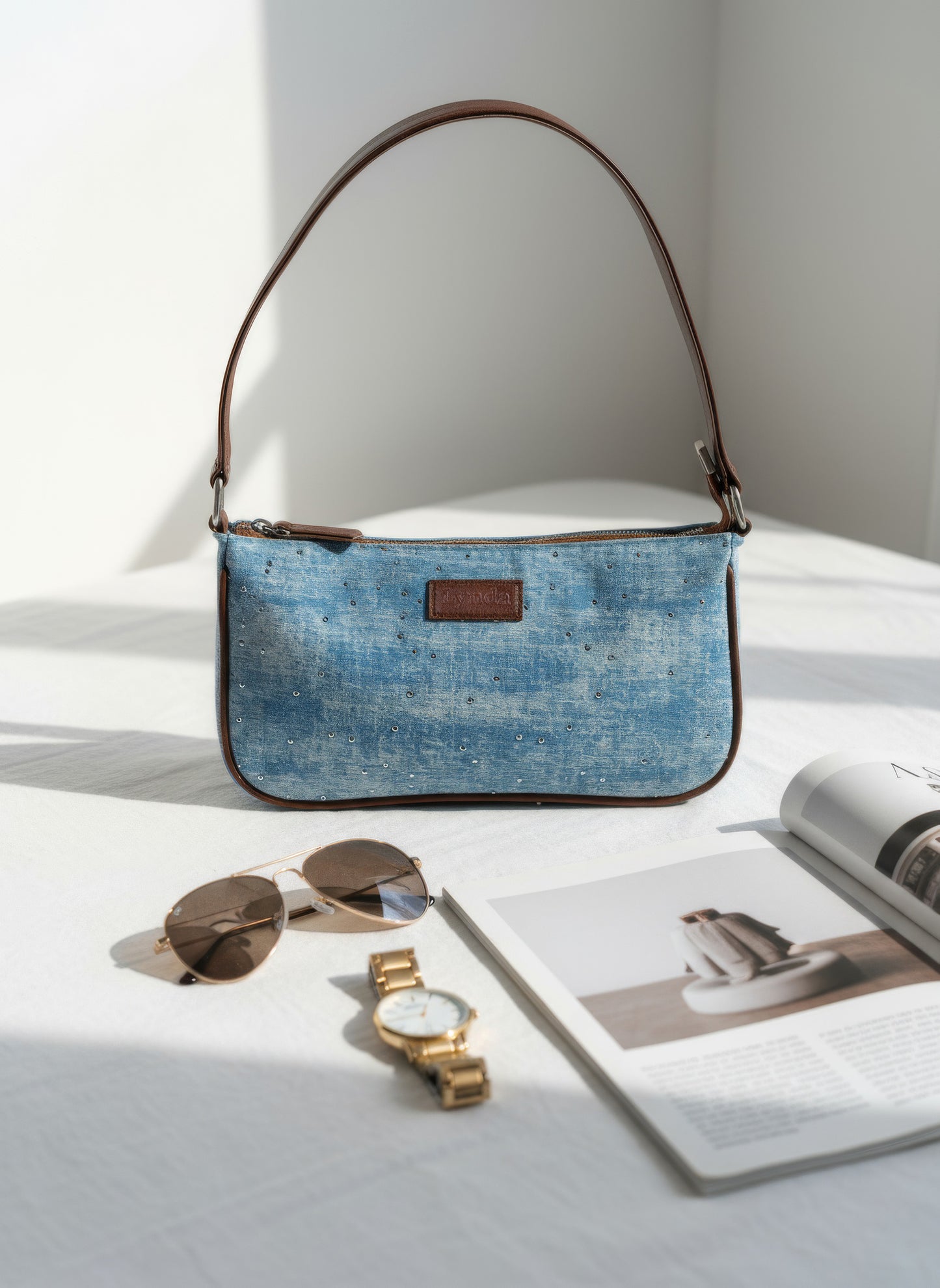 Stone blue muse shoulder bag