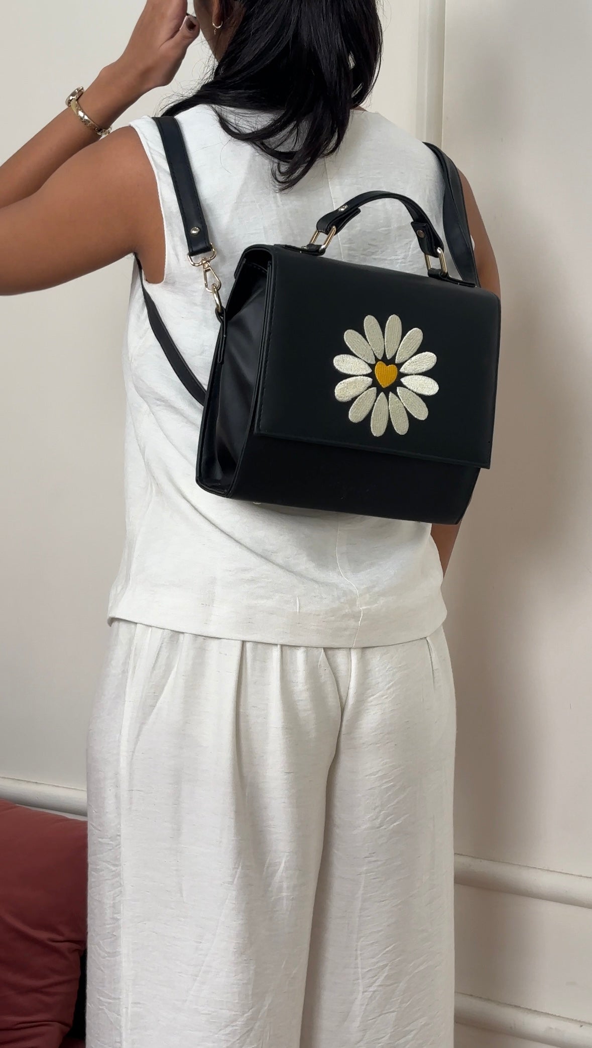 Sunnyside embroidery backpack/sling bag - Lynda